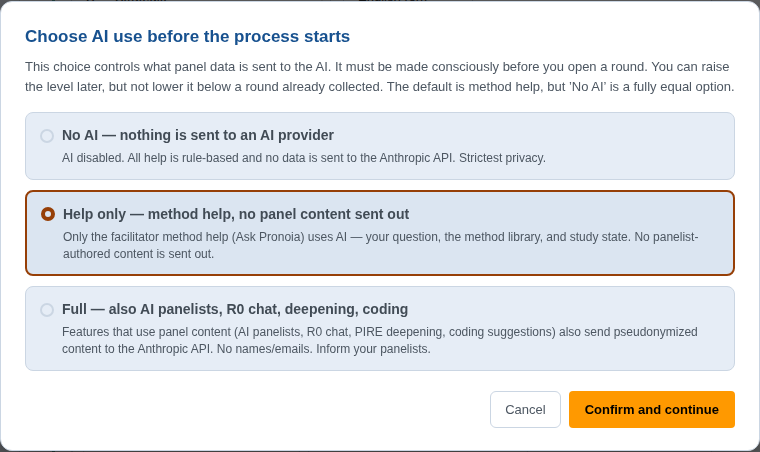 Choosing the AI mode