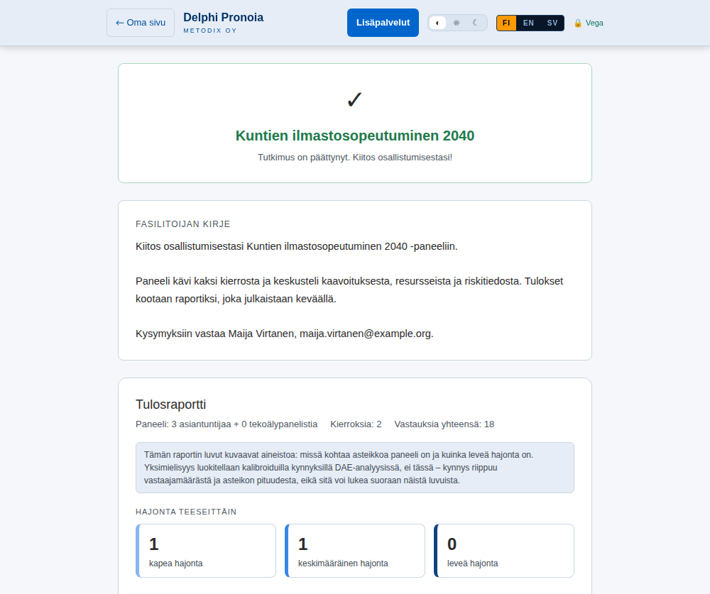 Panelistin sivu tutkimuksen päätyttyä