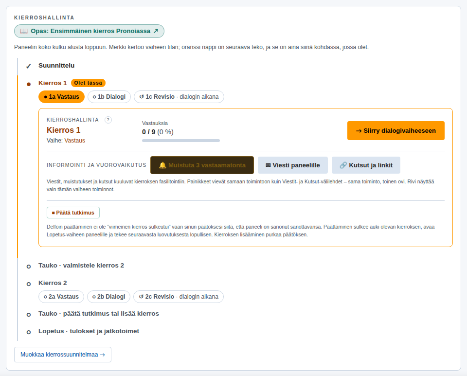 Kierros 1 on auki vastausvaiheessa