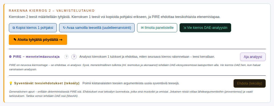Kierroksen 2 valmistelu