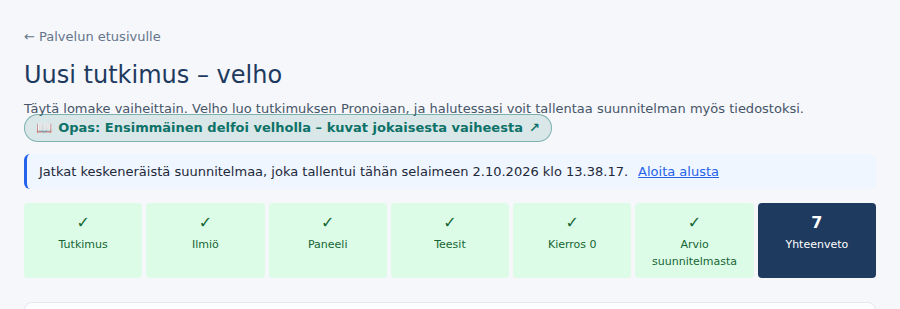 Velho palauttaa keskeneräisen suunnitelman