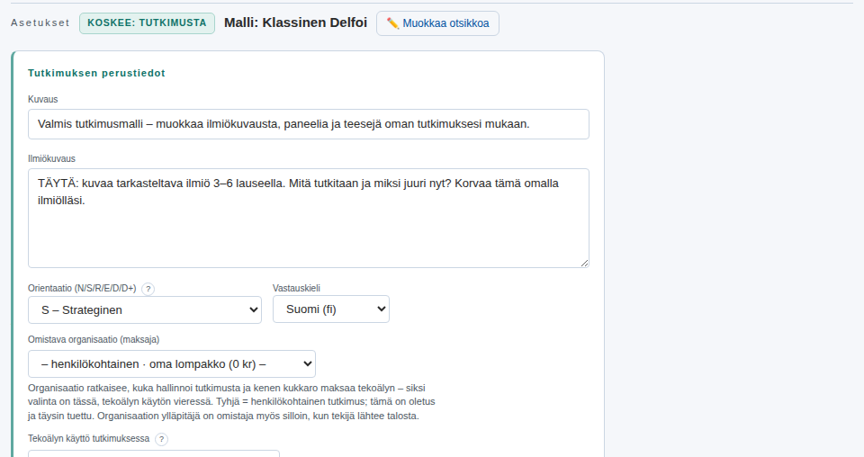 Perustiedot sellaisina kuin malli ne toi