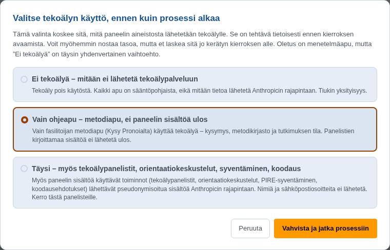 Tekoälytilan valinta
