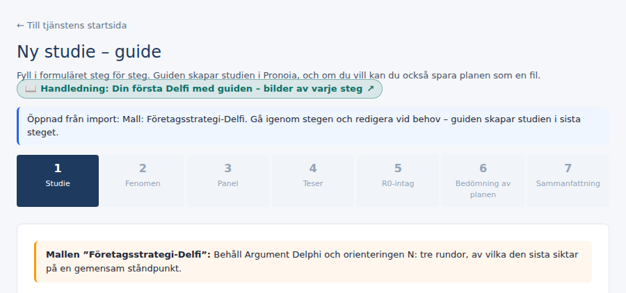 Planen öppnad i guiden