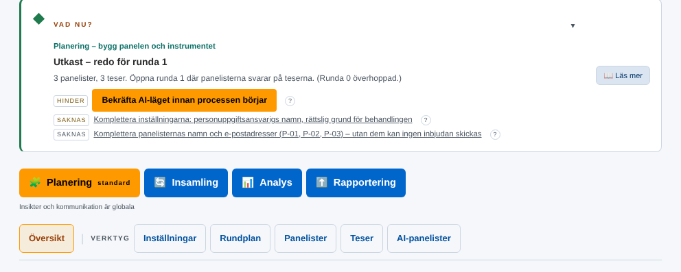 Kortet Vad nu?, områdena och Planeringens verktyg